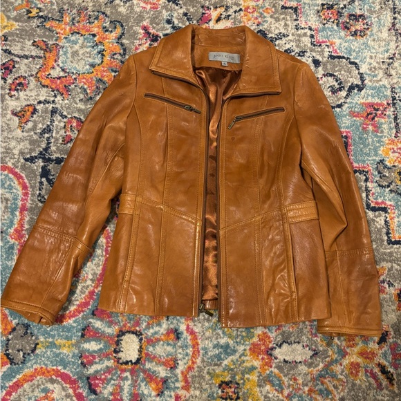 Anne Klein Vintage Women's Tan Leather Jacket - Picture 1 of 6